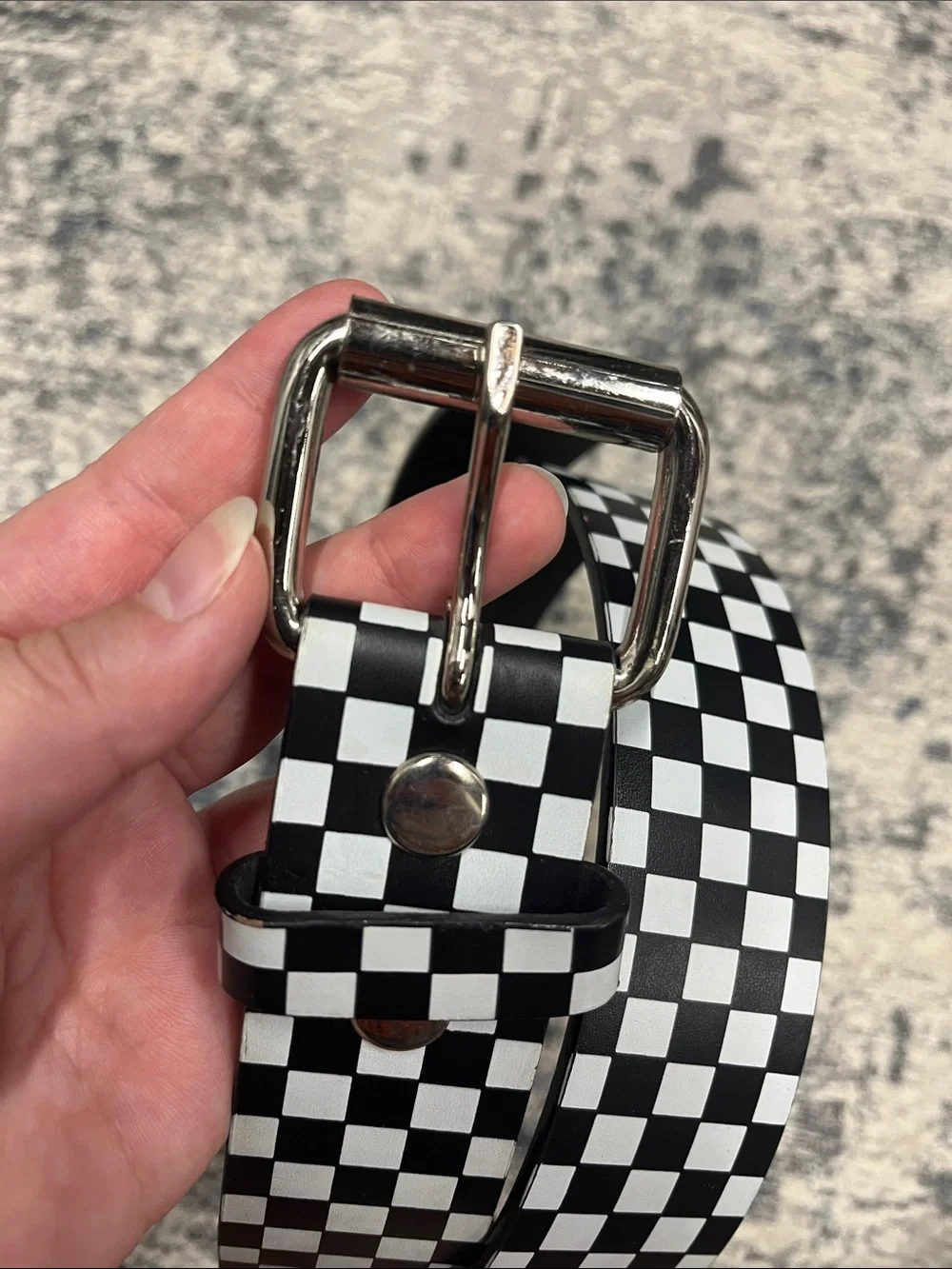 Hot Topic Black & White Checkered Men's Belt